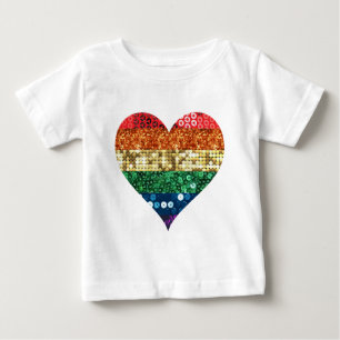 Camiseta Para Bebê coração arco-íris lgbt