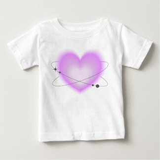Camiseta Para Bebê Coração Atômico Rosa Retro