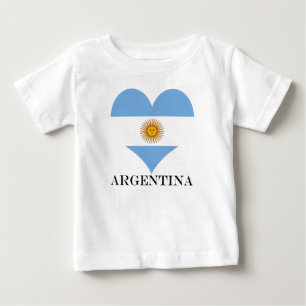Camiseta Para Bebê Coração da bandeira da Argentina