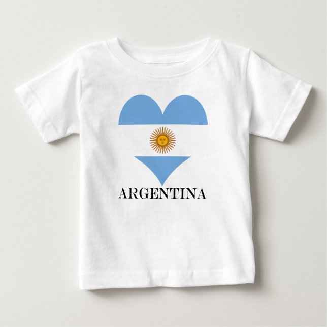 Camiseta Para Bebê Coração da bandeira da Argentina (Frente)