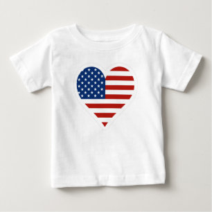 Camiseta Para Bebê Coração da bandeira dos E.U.