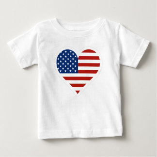 Camiseta Para Bebê Coração da bandeira dos E.U.