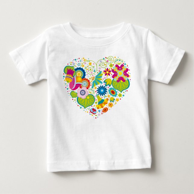 Camiseta Para Bebê Coração da flor (Frente)