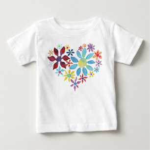 Camiseta Para Bebê Coração das Flores