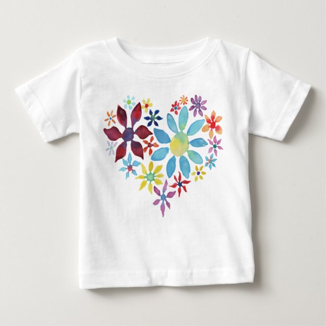 Camiseta Para Bebê Coração das Flores (Frente)