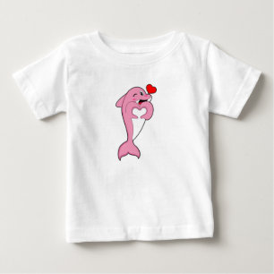 Camiseta Para Bebê Coração de Amor de Golfinho
