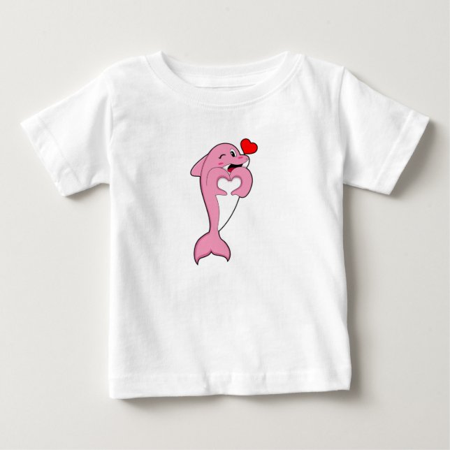 Camiseta Para Bebê Coração de Amor de Golfinho (Frente)