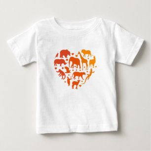 Camiseta Para Bebê Coração de animais, Presente para amantes de anima