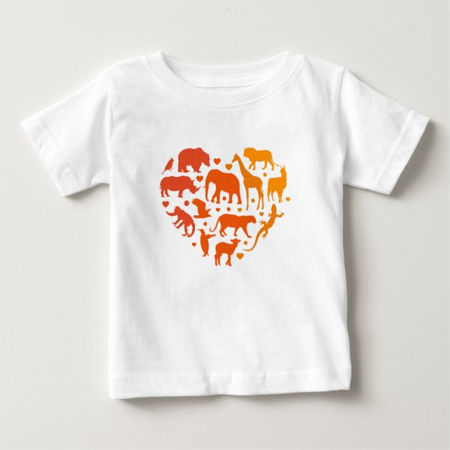 Camiseta Para Bebê Coração de animais, Presente para amantes de anima (Frente)