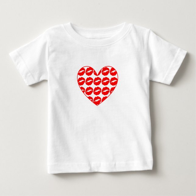 Camiseta Para Bebê Coração de beijos (Frente)
