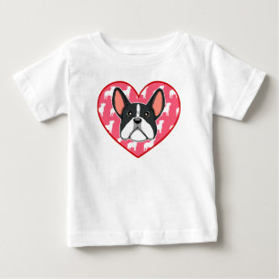 Camiseta Para Bebê Coração de Bulldog Francês