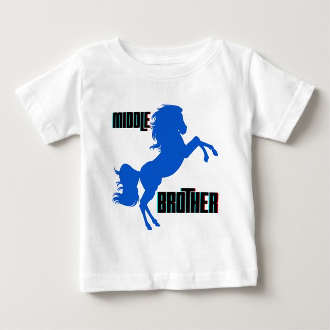 Camiseta Para Bebê Coração de Cavalo do Irmão Médio (Frente)