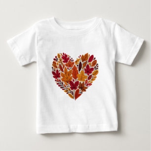Camiseta Para Bebê Coração de Folha