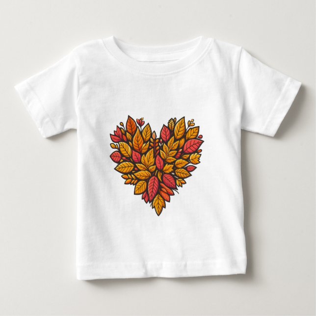 Camiseta Para Bebê Coração de Folha 2 (Frente)