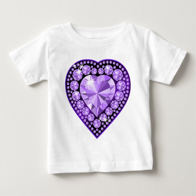 Camiseta Para Bebê coração de Gem Ametyst (Frente)