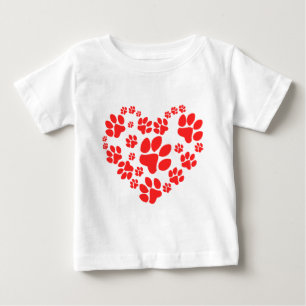 Camiseta Para Bebê Coração de Patas