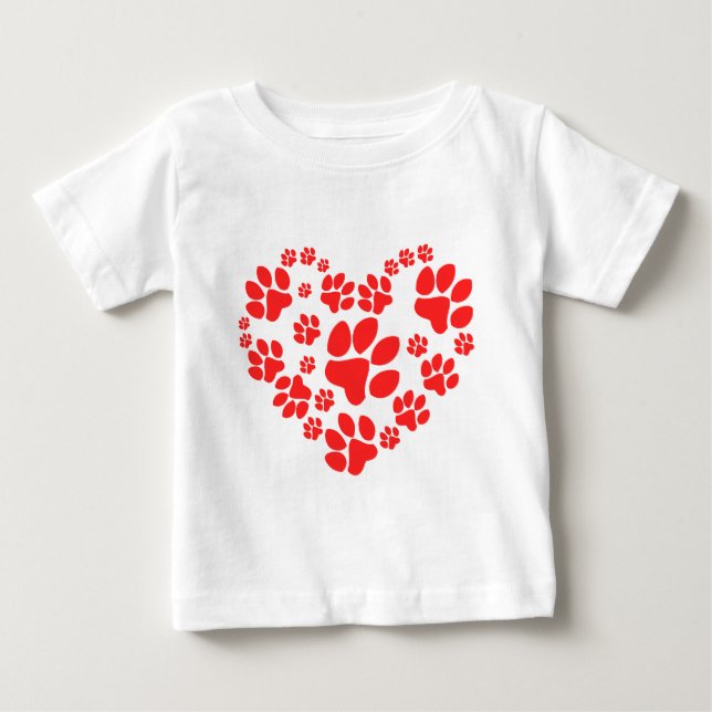 Camiseta Para Bebê Coração de Patas (Frente)