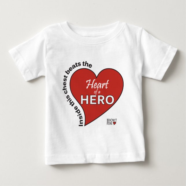 Camiseta Para Bebê Coração de um Herói (Frente)