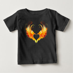 Camiseta Para Bebê Coração do Anjo Fogo com Asas