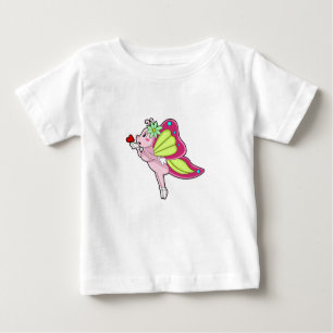Camiseta Para Bebê Coração do Flor da Borboleta