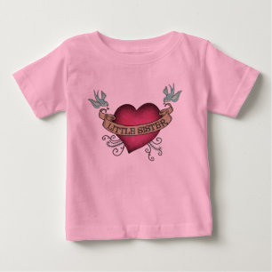 Camiseta Para Bebê Coração do tatuagem da irmã mais nova