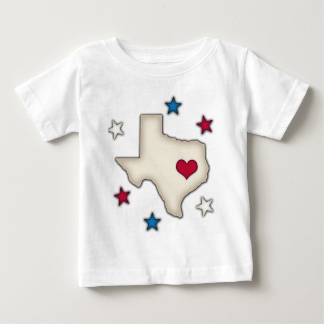 Camiseta Para Bebê Coração do vermelho de Texas (Frente)
