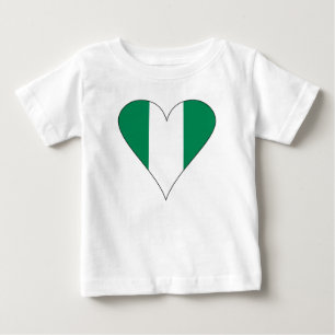 Camiseta Para Bebê Coração Funky Nigeriano Bandeira