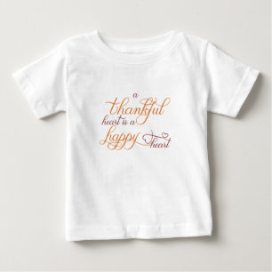 Camiseta Para Bebê coração grato é um coração feliz dia de ação de gr