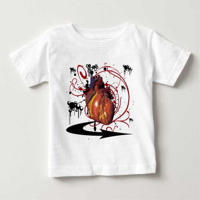 Camiseta Para Bebê Coração humano (Frente)