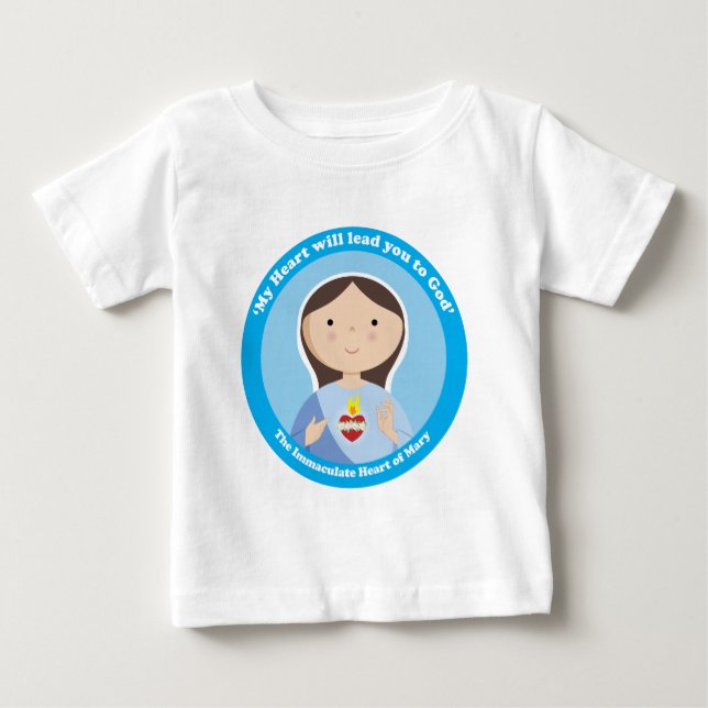 Camiseta Para Bebê Coração imaculado de Mary (Frente)