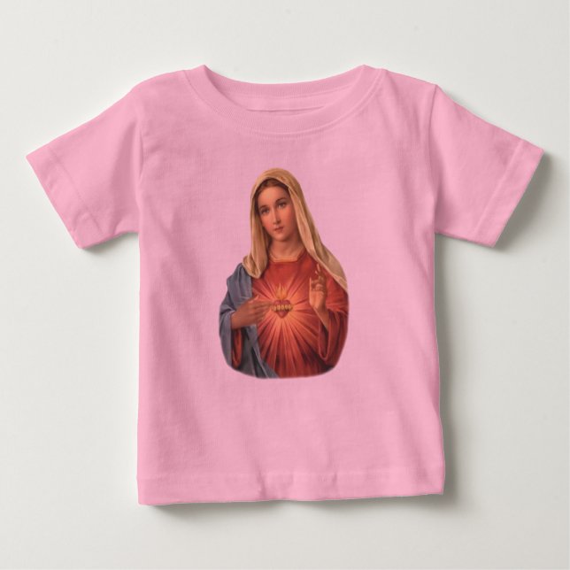 Camiseta Para Bebê Coração imaculado de Mary (Frente)