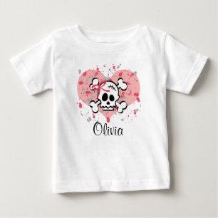 Camiseta Para Bebê Coração infantil personalizado do arco do rosa d