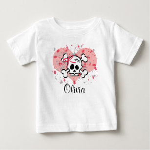Camiseta Para Bebê Coração infantil personalizado do arco do rosa do