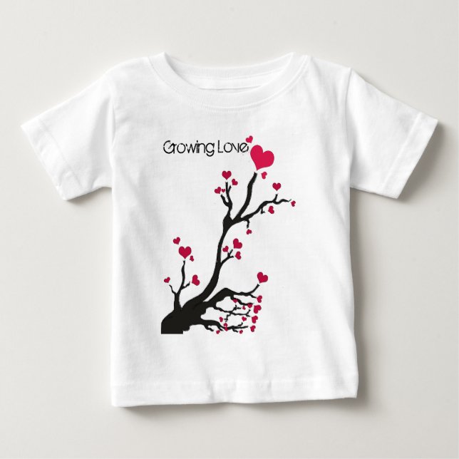 Camiseta Para Bebê coração negro, amor crescente (Frente)
