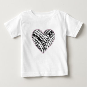 Camiseta Para Bebê Coração Polinésia