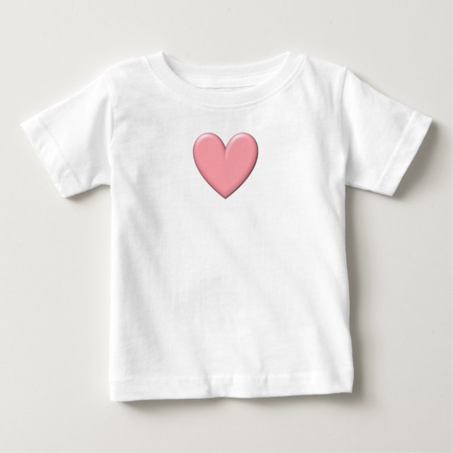 Camiseta Para Bebê Coração Puffy Rosa (Frente)