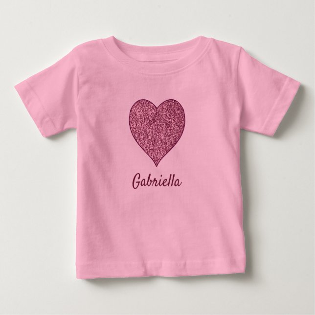 Camiseta Para Bebê coração rosa dourado (Frente)
