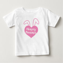 Camiseta Para Bebê Coração rosa Honey Bunny