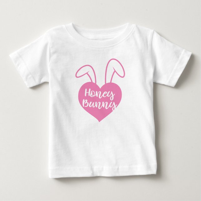 Camiseta Para Bebê Coração rosa Honey Bunny (Frente)