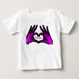 Camiseta Para Bebê Coração roxo do raio X da mão