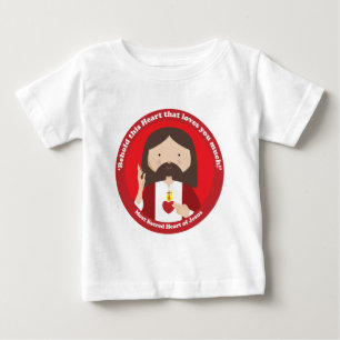 Camiseta Para Bebê Coração Sagrado de Jesus