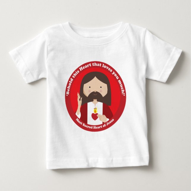 Camiseta Para Bebê Coração Sagrado de Jesus (Frente)