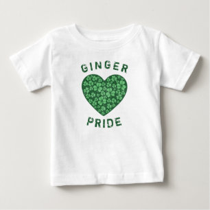 Camiseta Para Bebê Coração Verde de Shamrock de poder vermelho engr