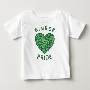Camiseta Para Bebê Coração Verde Engraçado Ginger Power Shamrock