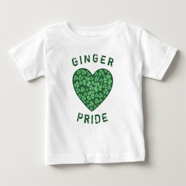 Camiseta Para Bebê Coração Verde Engraçado Ginger Power Shamrock (Frente)