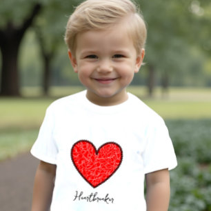 Camiseta Para Bebê Coração vermelho