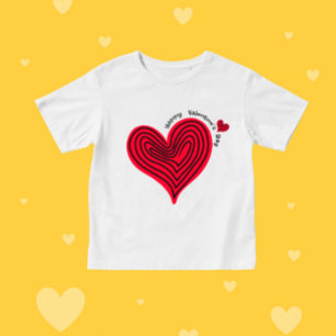 Camiseta Para Bebê Coração vermelho