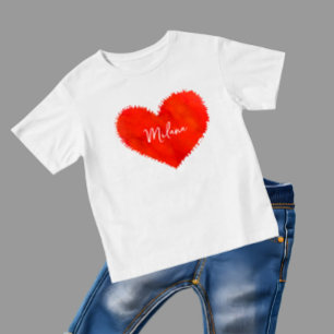 Camiseta Para Bebê Coração vermelho