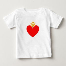 Camiseta Para Bebê Coração vermelho e pata dourada