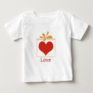 Camiseta Para Bebê Coração Vermelho Fofo Caixa de Ouro AMOR